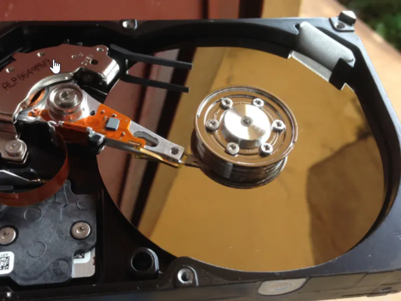 Opened hard drive during data recovery